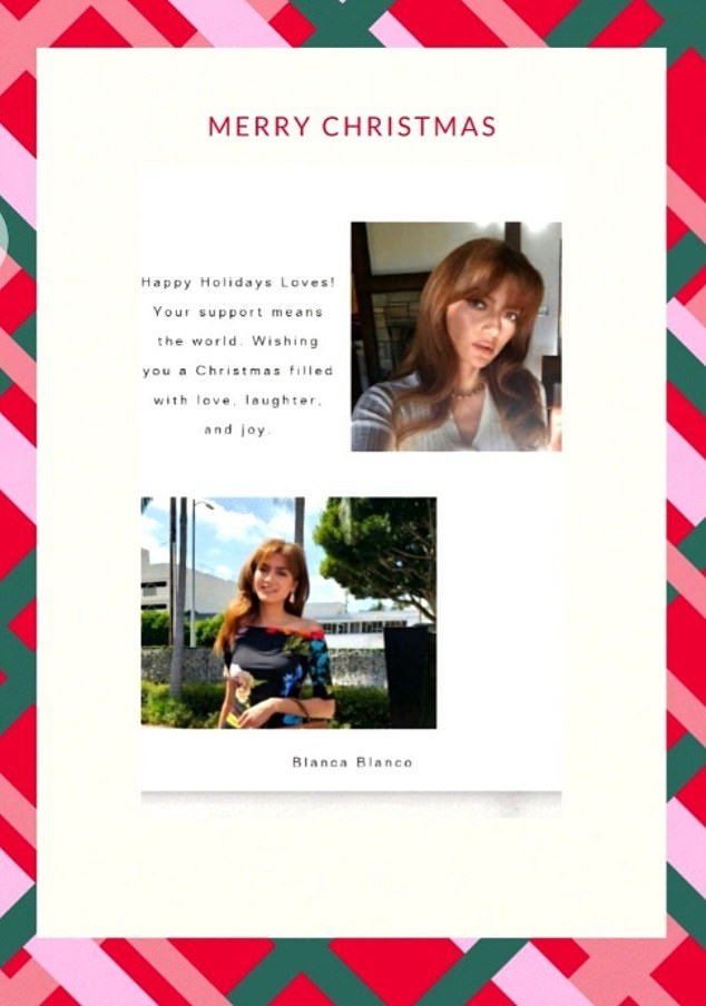 Eye For Eye star Blanca Blanco sent a Christmas card out to her fans as she wished them a great holiday