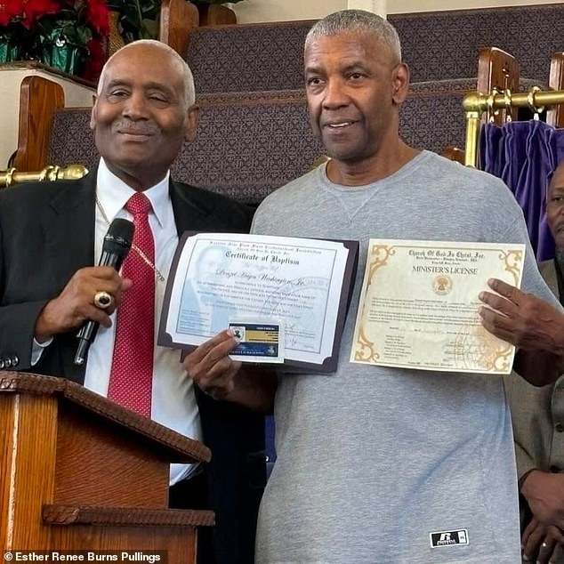 Denzel Washington baptized and presented with minister’s license at NYC church ahead of milestone birthday