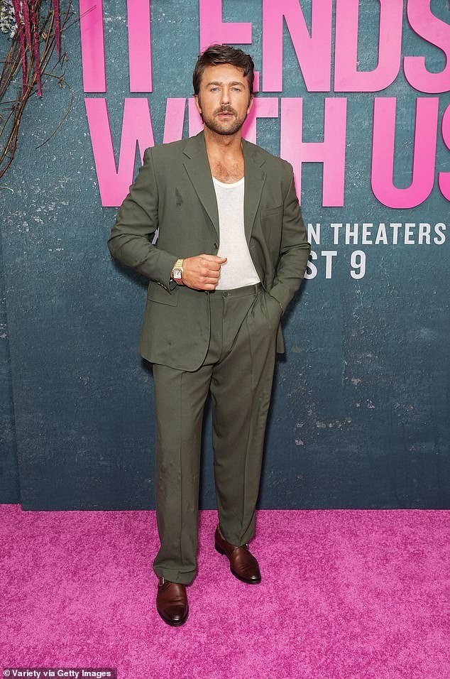 He asked fans to focus on the message of It Ends With Us, which is centered around domestic violence and a traumatic love story; pictured in August in NYC