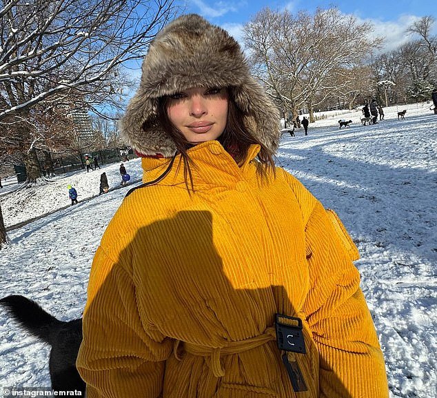 Emily had the chance to embrace the winter season by having fun in the snow with her son - whom she shares with ex-husband Sebastian Bear-McClard