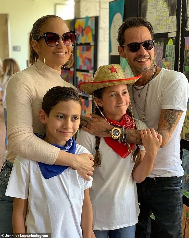 The JLo Beauty founder welcomed the fraternal twins during her seven-year marriage to ex-husband #3 Marc Anthony (R), which ended in 2011