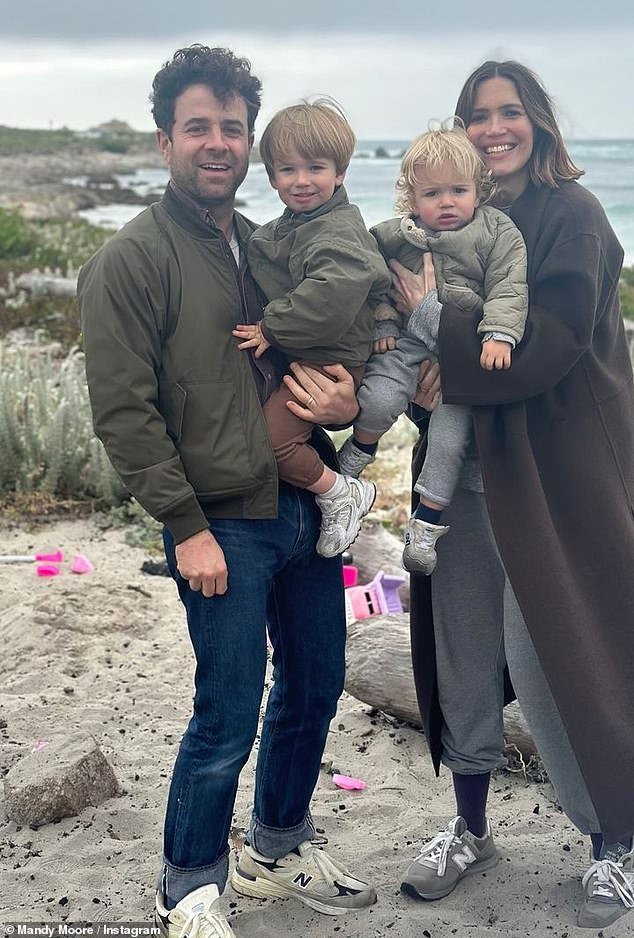 Mandy Moore, 40, posted that her children's school has burnt down after she and her family evacuated. The star shares sons August, three, and Oscar, 23 months, as well as daughter Louise Everett, born in September 2024, with husband Taylor Goldsmith, 39