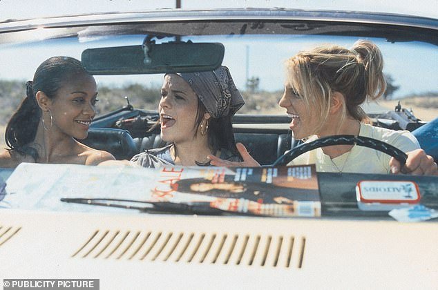 Aside from her role in OITNB, Manning (center) is best known for her breakout role as the tough, rebellious Tina in Britney Spears' 2002 film Crossroads; seen in a still with Spears and Zoe Saldana