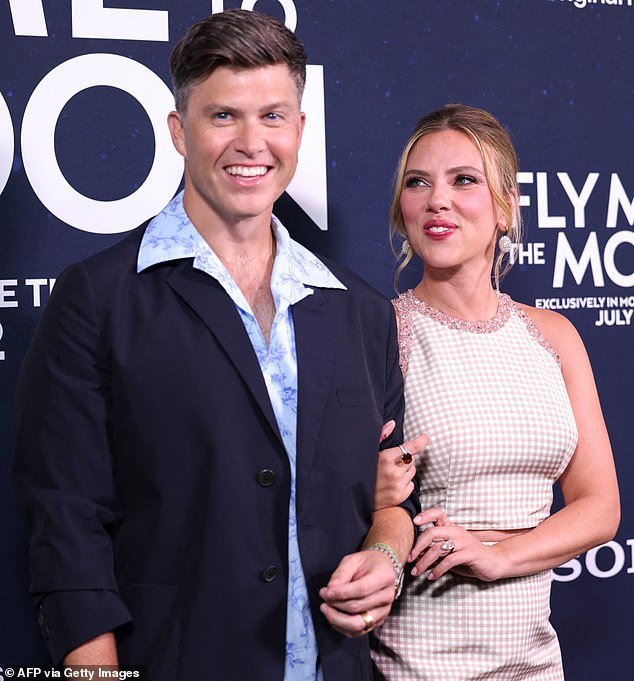 Scarlett is now married to husband Colin Jost and they share three-year-old son Cosmo; pictured in 2024