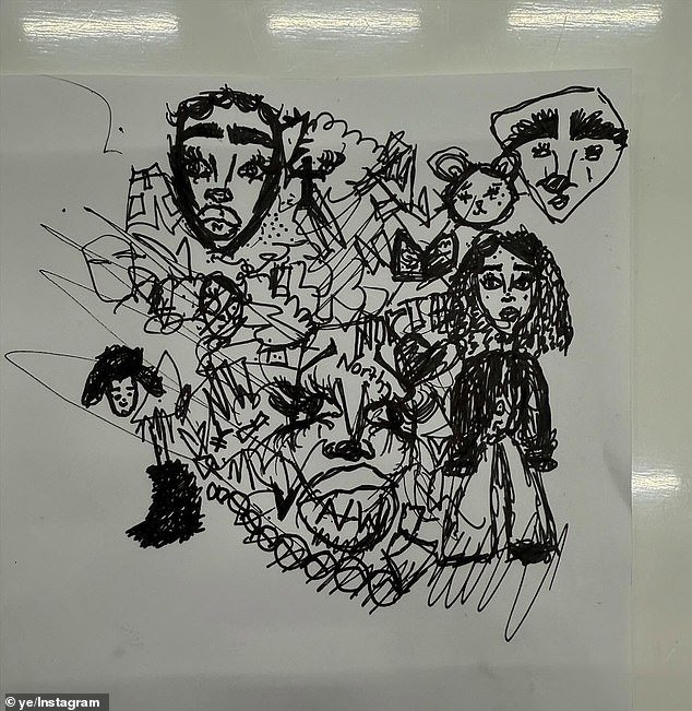 Last Thursday, Ye unveiled what appeared to be hand-drawn album cover art by his mini-me for the record, which is a direct homage of his 2004 debut studio album, The College Dropout