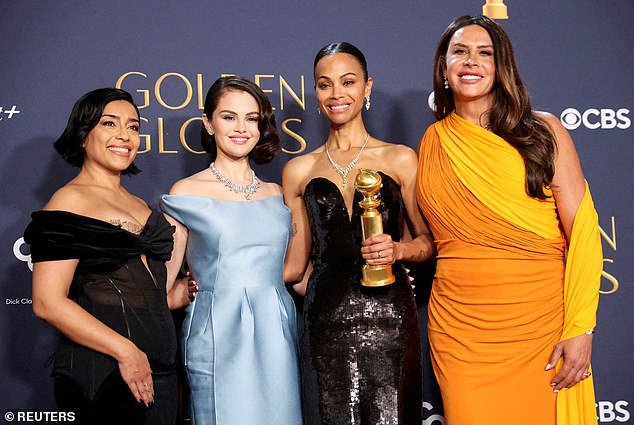 Karla is pictured with Adriana Paz, Selena Gomez, and Zoe Saldana at the Golden Globes earlier this month