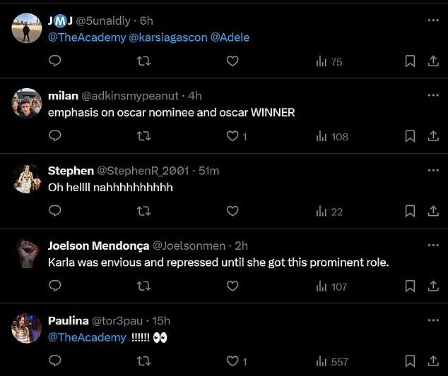 Fans blasted Gascón for the incendiary post and called for The Academy to 'cancel her nomination'