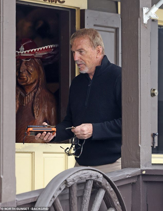 Costner was seen chatting during the day