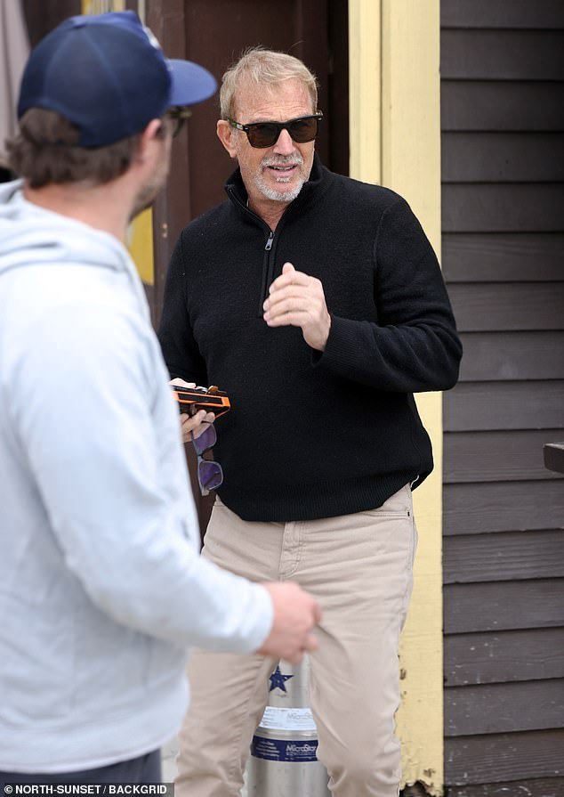 The Hollywood icon wore a black fleece, cream trousers and sneakers as he headed out in Santa Barbara