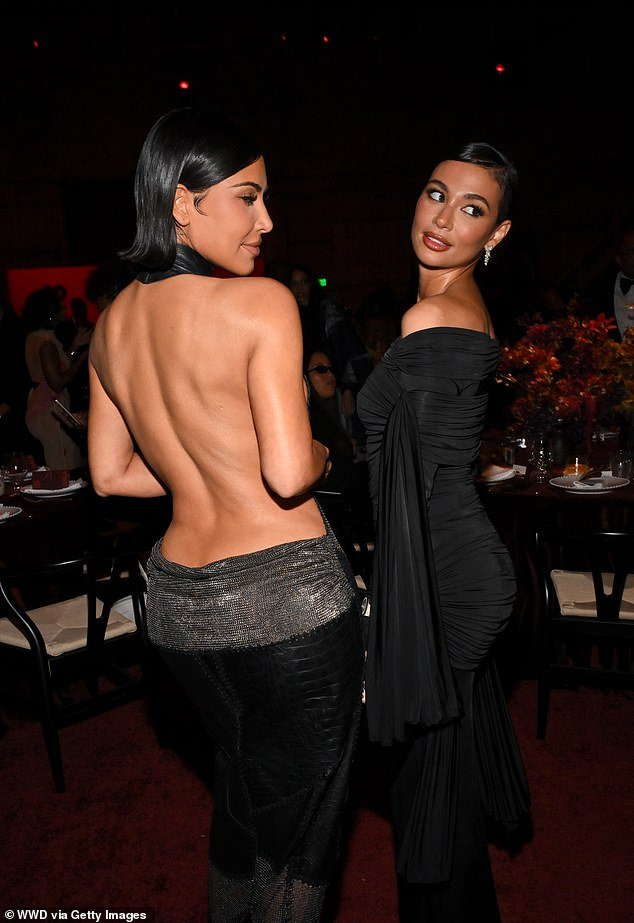 Kim showed off her jaw-dropping figure in the backless number