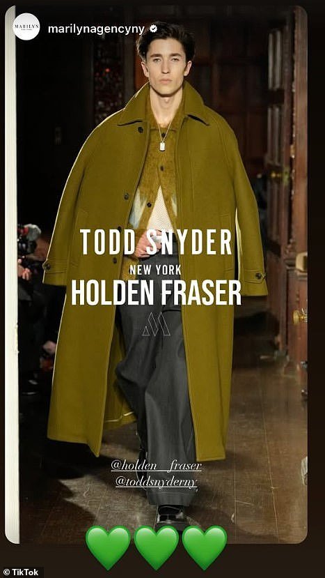 The 20-year-old walked the runway on Thursday for Todd Snyder's Fall/Winter 2025 collection during NYFW, which comes to an end on Tuesday, February 11