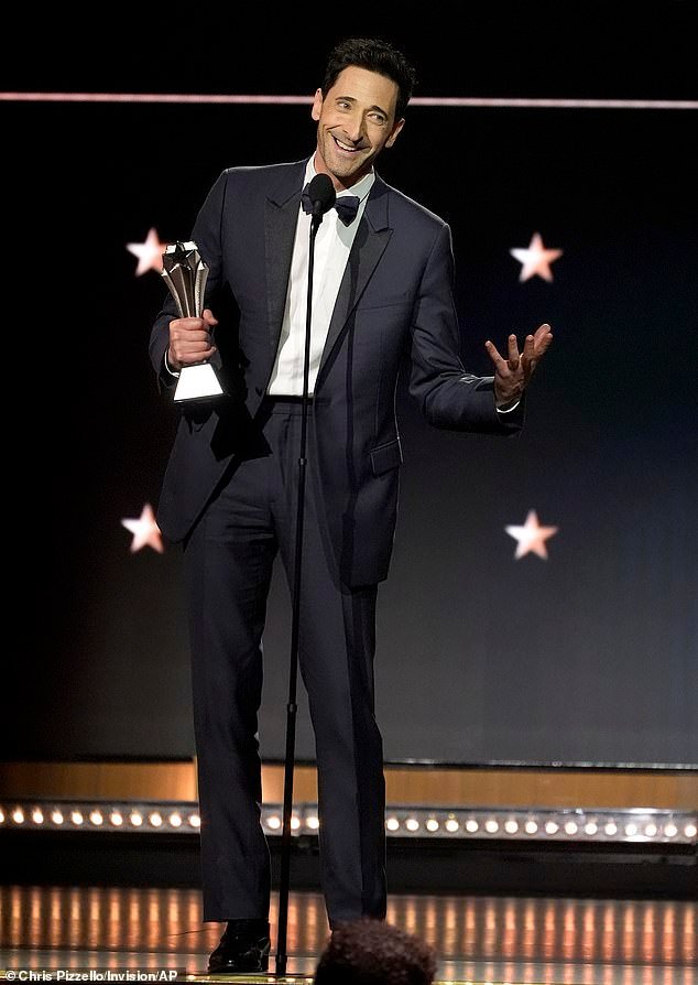 Adrien Brody cemented his Oscars-frontrunner status after winning Best Actor for The Brutalist