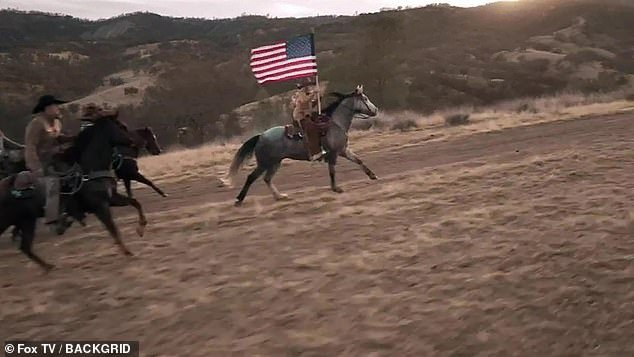 The inspiring ad features various patriotic imagery