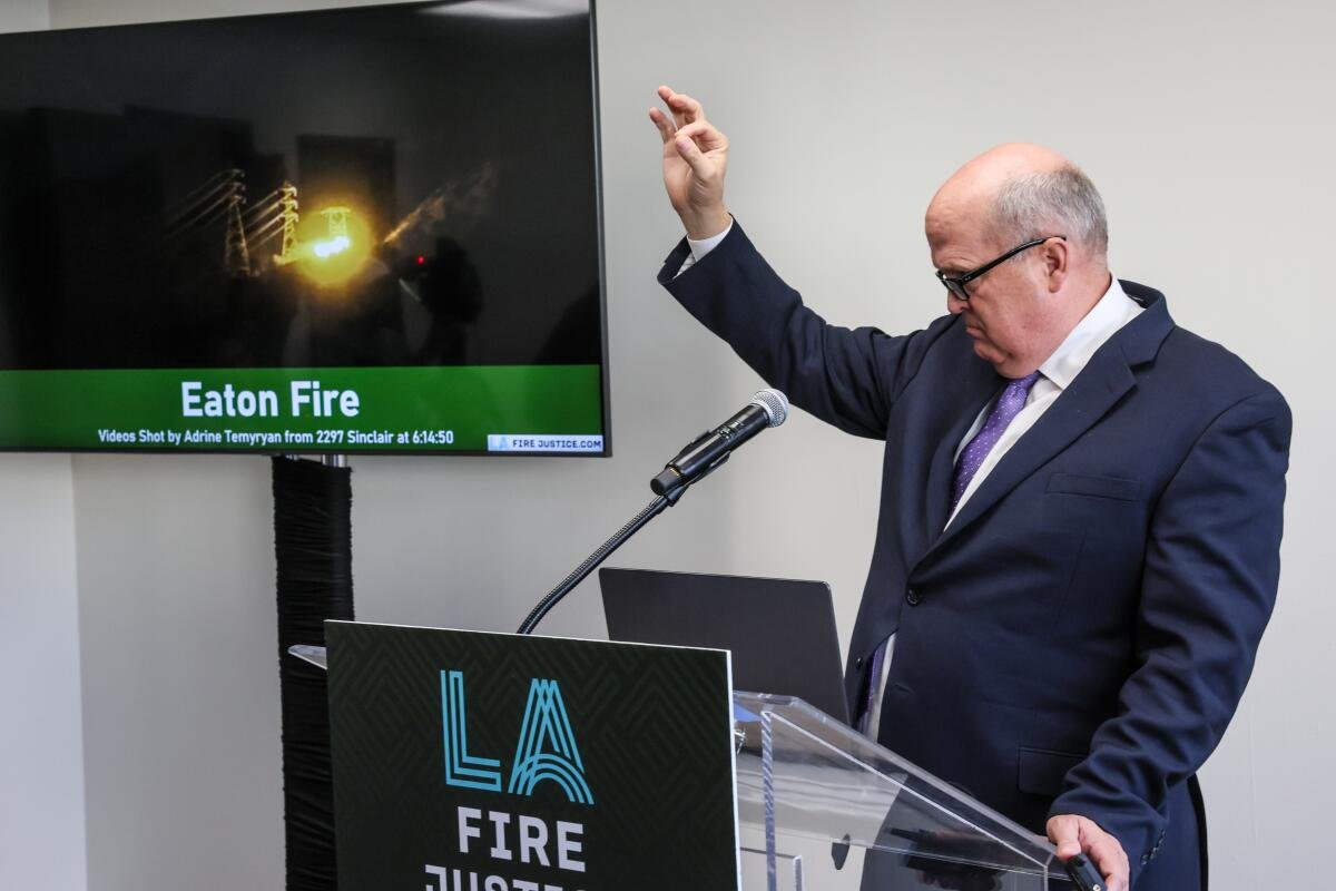 LA Fire Justice hosts a press conference to unveil critical evidence on the cause of the Eaton Fire.