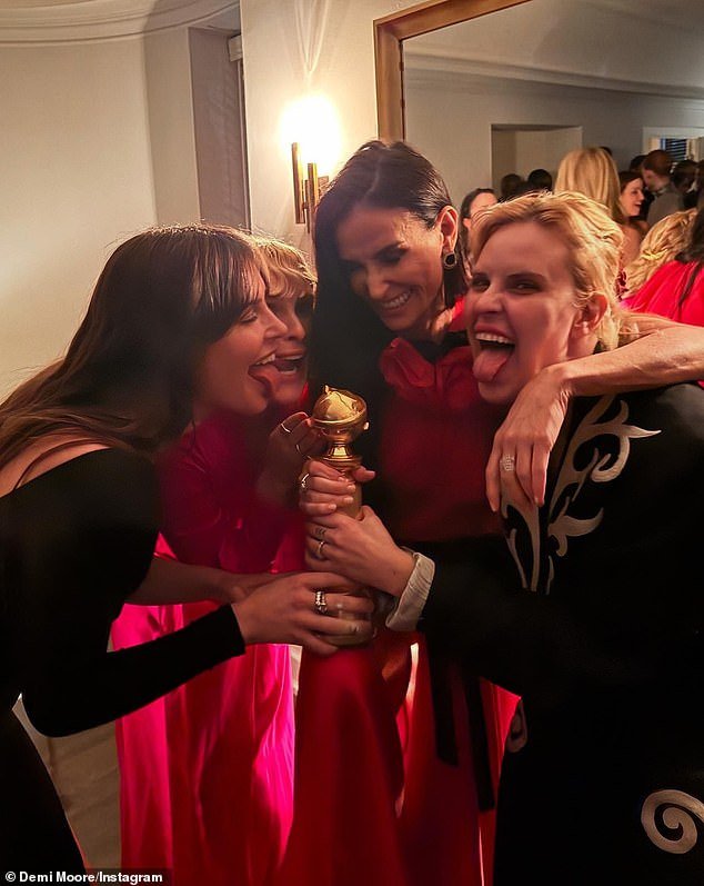 Rumer and her younger sisters - Scout (L) and Tallulah (R) - were thrilled when Moore took home her first-ever acting award, the Golden Globe, on January 5