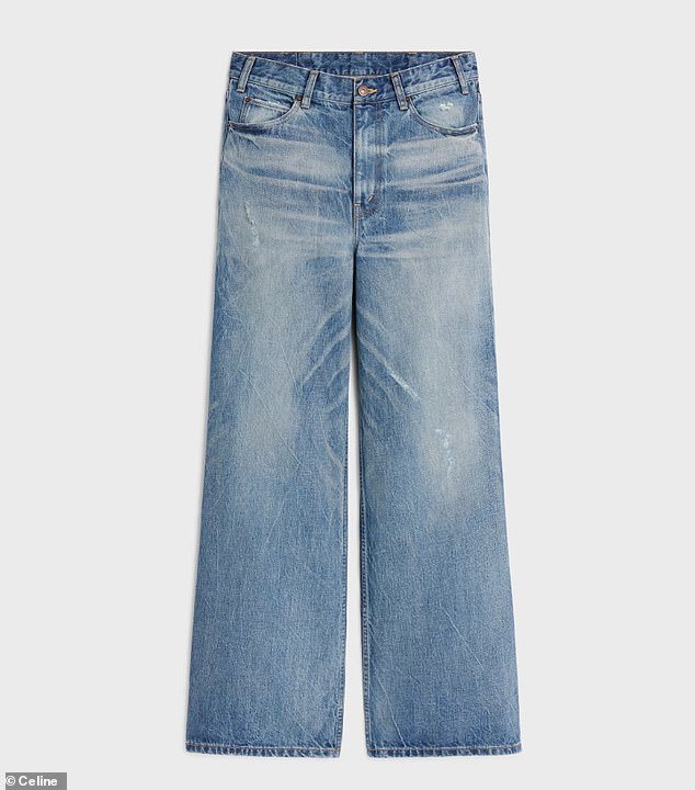 The Celine trousers are described on the website as a 'flared surf jean in summer dazed wash'