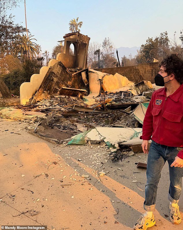 The actress and singer shared photos of the rubble along with a lengthy message beginning with the news that part of their home still remained standing