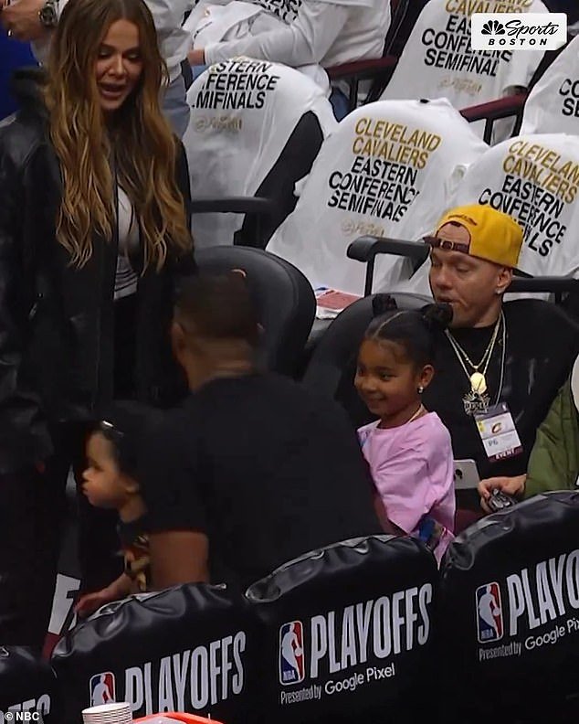 In a video shared by Celtics on NBC Sports Boston, Kardashian could be seen greeting her ex with a hug