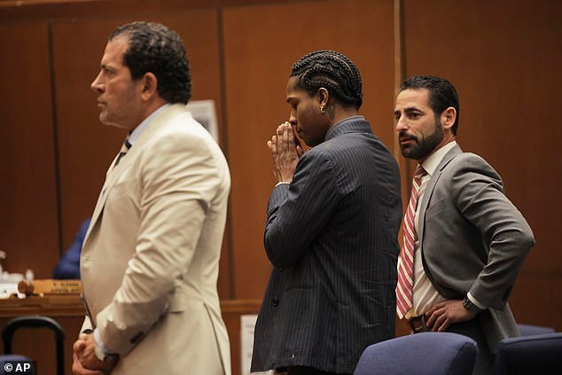 A$AP Rocky was seen praying prior to being cleared in the felony case Tuesday