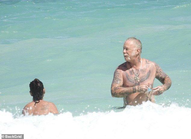 During their swim, they were also seen trying to avoid the big waves