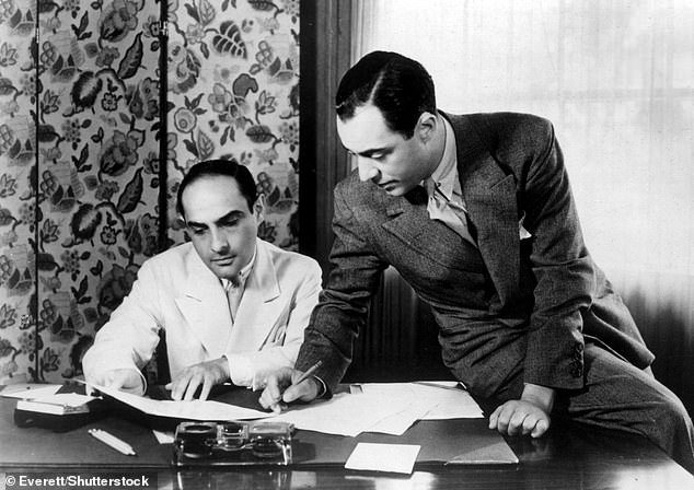 The actor shaved his head for the leading role which was topped with a greasy comb over style - which Ethan expressed was 'demolishing to my vanity,' per The Hollywood Reporter; Lorenz seen above (left) with Richard Rodgers