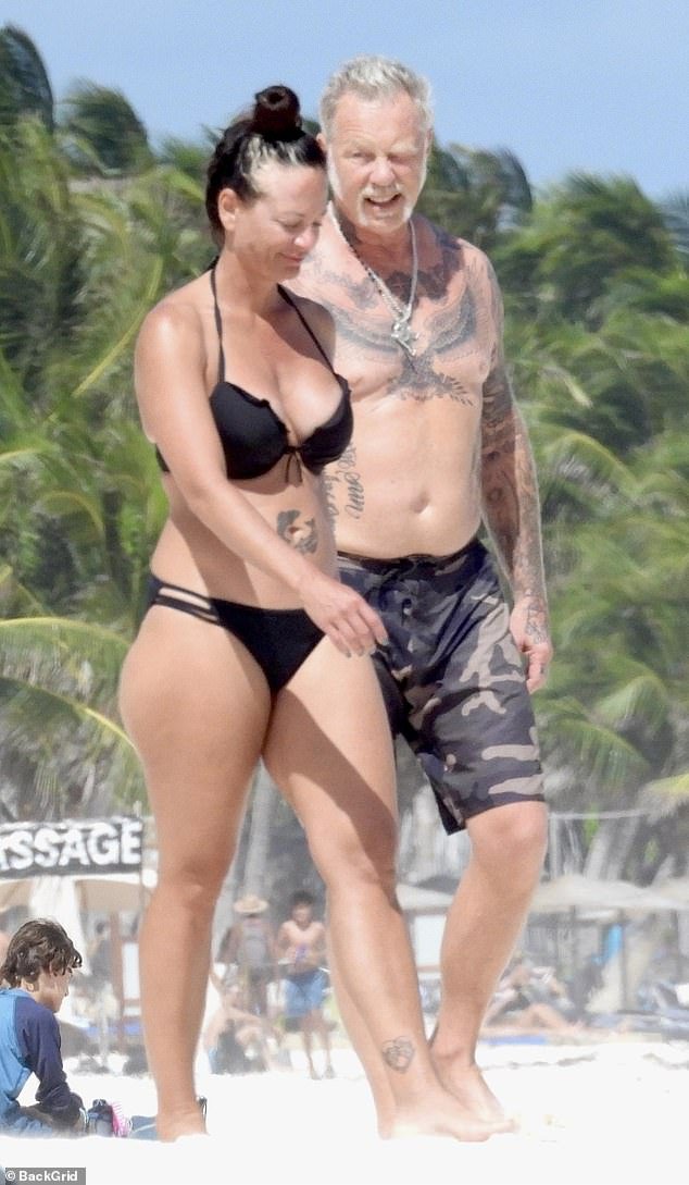 The rock star, who previously flaunted his six-pack abs and long hair on the front of magazine covers, was seen enjoying a beach day during his romantic getaway to Cancun, Mexico with his girlfriend