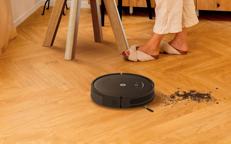 A robot vacuum and some dirt. 