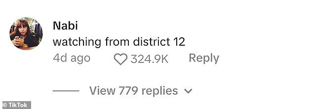 Another person referenced the poorest area in The Hunger Games universe, writing that she was 'watching from district 12'