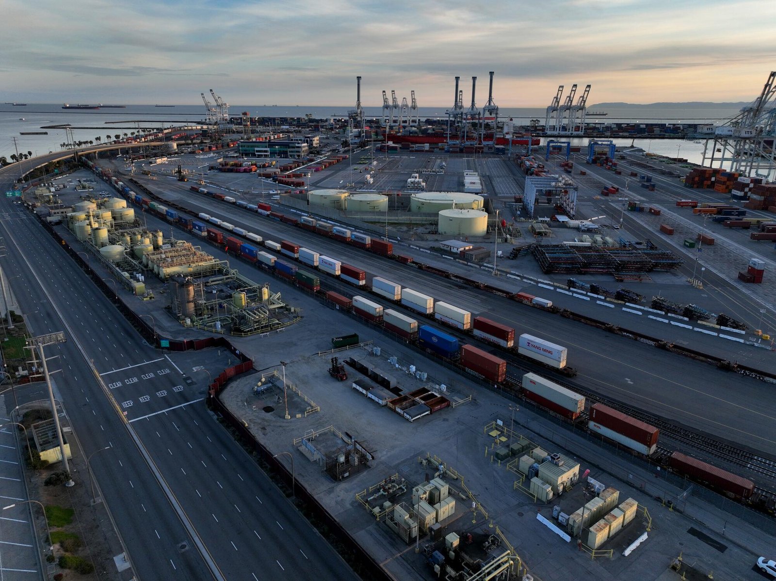 An aerial view of the Port of Long Beach.