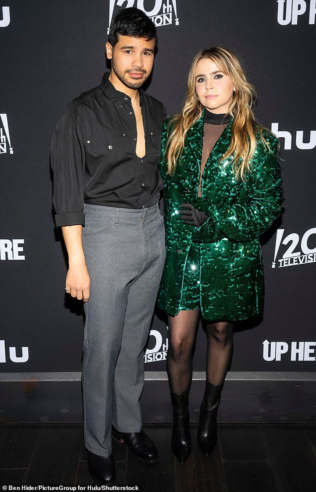 Whitman has never identified her child's father or spoken about a relationship with Valdes, but the two worked together on Hulu's musical comedy Up Here; pictured in New York City in March 2023